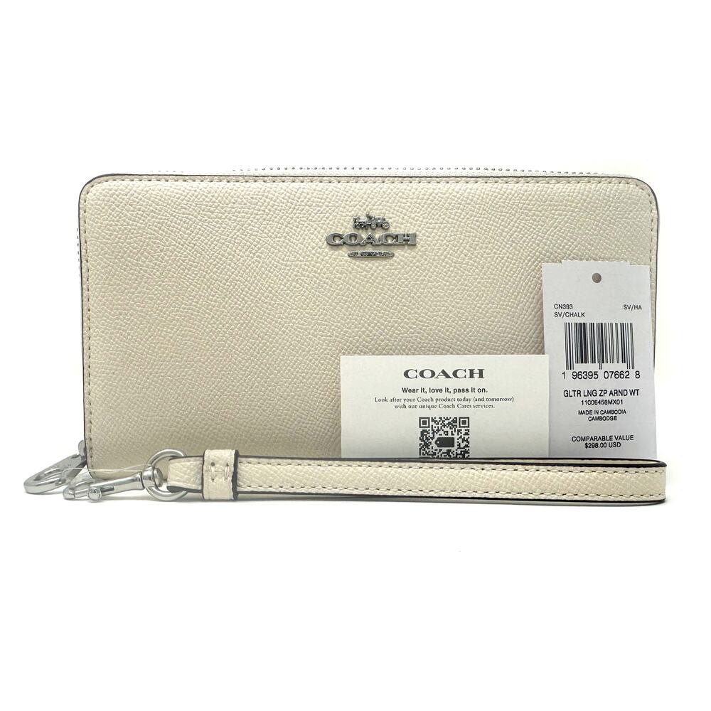 Coach Long Zip Around Wallet in Chalk Glitter Leather CN393 - Picture 2 of 8